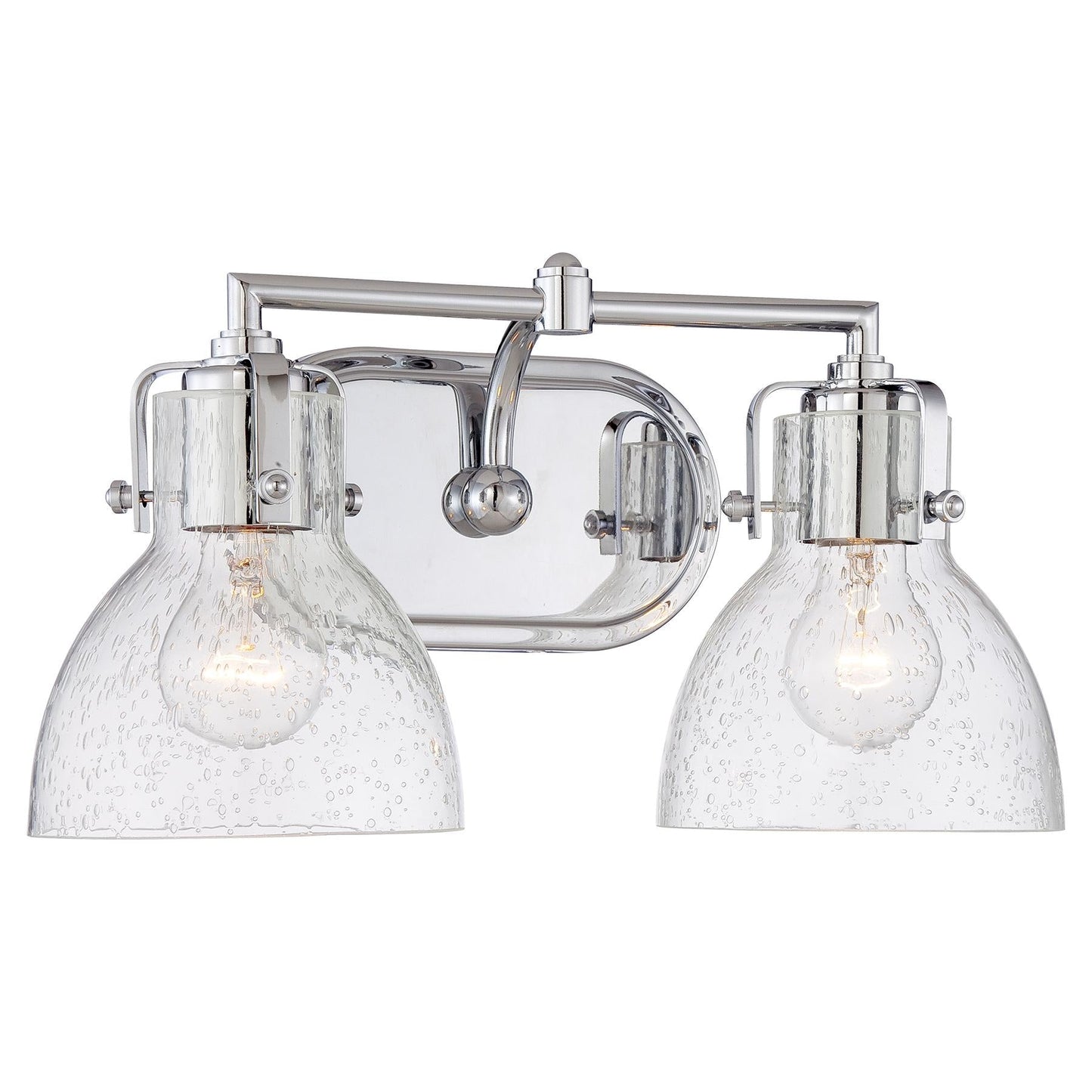  2-Light Bath Vanity In Chrome & Clear Seedy Glass