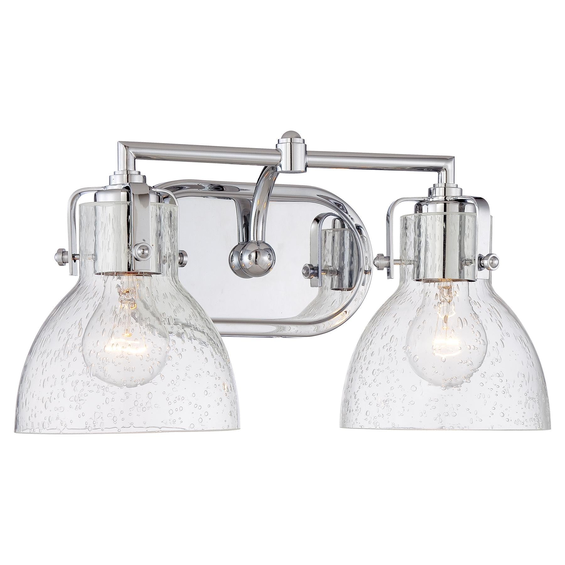  2-Light Bath Vanity In Chrome & Clear Seedy Glass