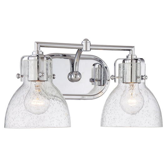  2-Light Bath Vanity In Chrome & Clear Seedy Glass