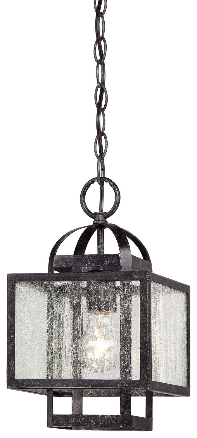  Camden Square 1-Light Mini-Pendant In Aged Charcoal & Clear Seeded Glass