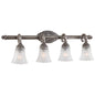  Europa 4-Light Bath Vanity In Brushed Nickel & Etched/Clear Glass