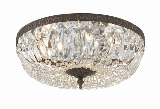  3 Light Ceiling Mount In English Bronze With Clear Hand Cut Crystal
