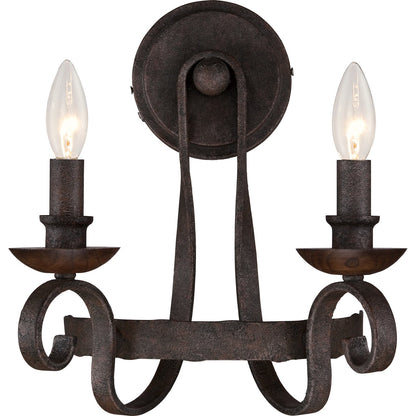  Noble 2-Light Wall Sconce In Rustic Black