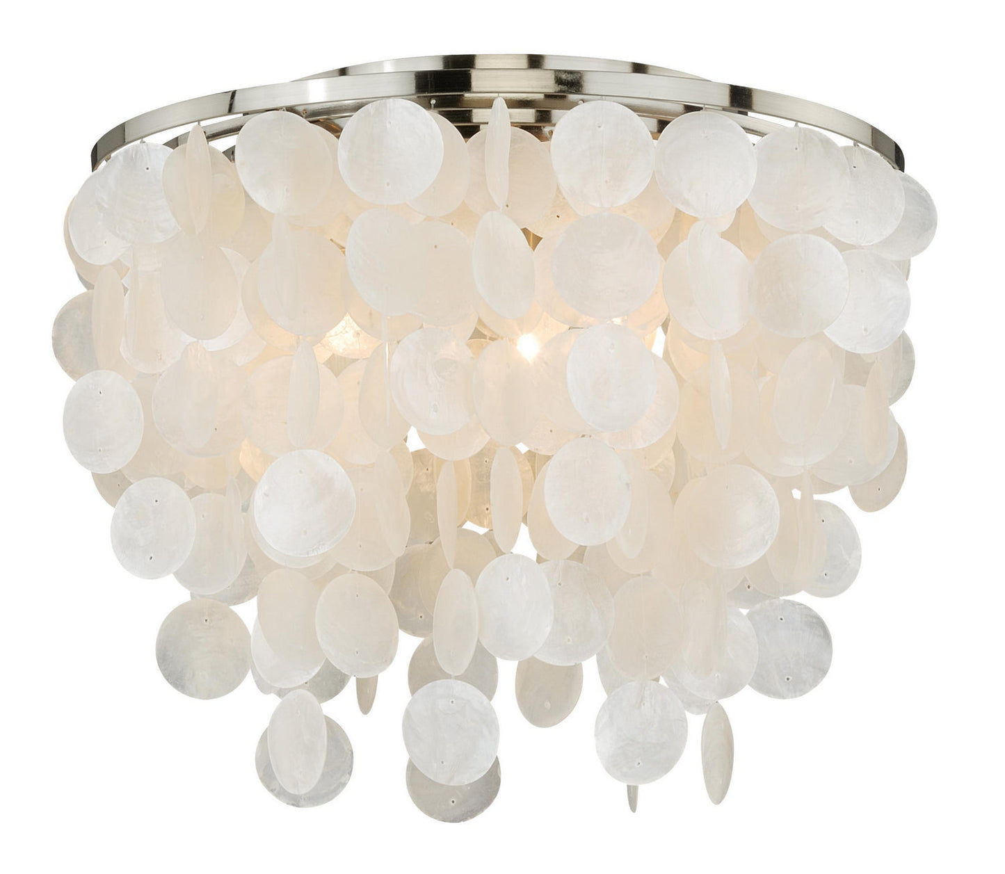  Elsa Capiz Shell 16" Flush Mount In Satin Nickel
