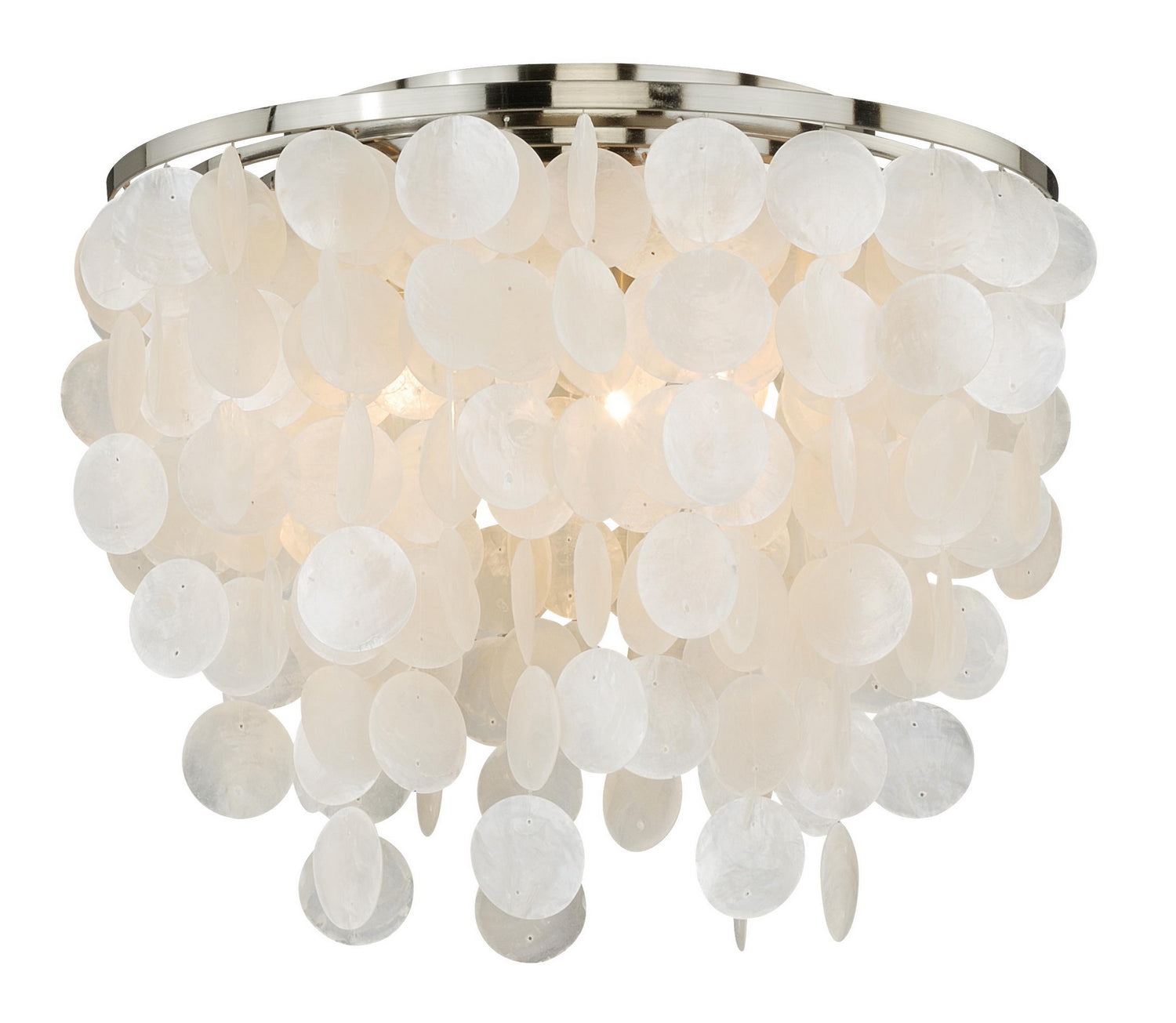  Elsa Capiz Shell 16" Flush Mount In Satin Nickel