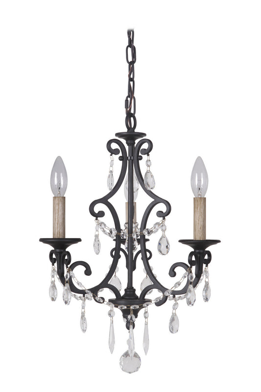  Bentley 3-Light Chandelier In Matte Black