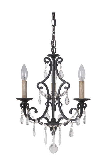  Bentley 3-Light Chandelier In Matte Black