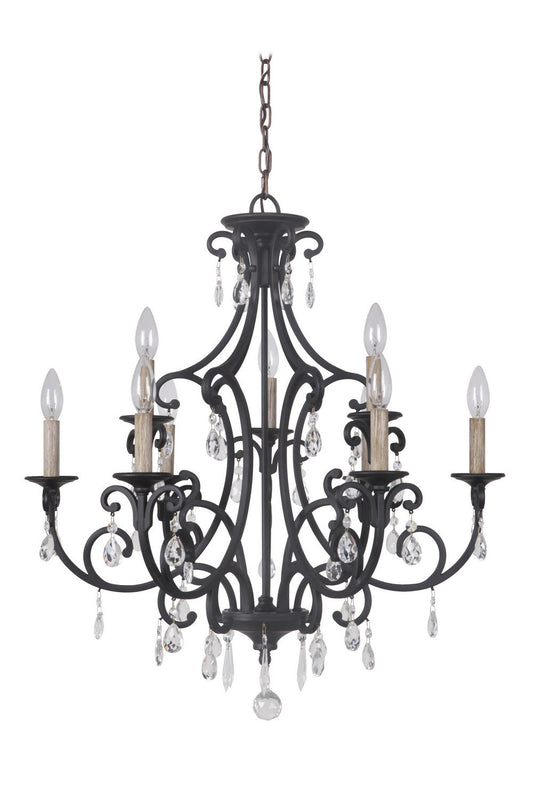  Bentley 9-Light Chandelier In Matte Black