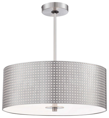  Grid 3-Light Drum Pendant In Brushed Nickel