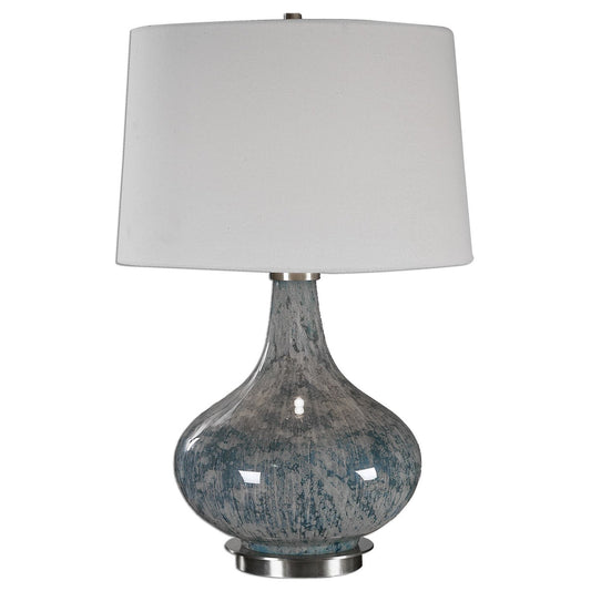  Uttermost's Celinda Blue Gray Glass Lamp Designed By David Frisch