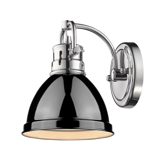 Golden Lighting Duncan 1-Light Bath Vanity In Chrome With Black Shade