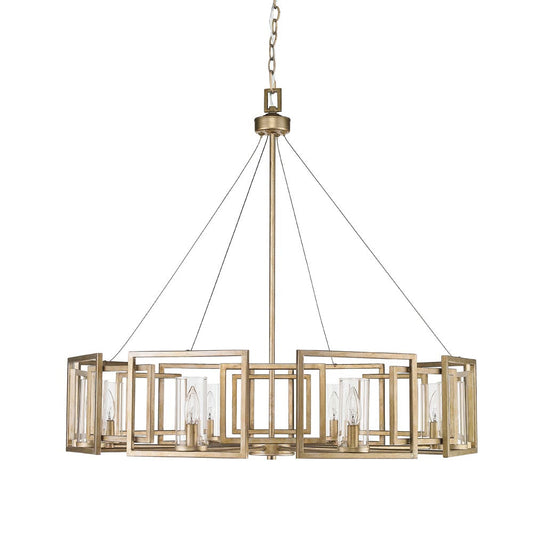 Golden Lighting Marco 8-Light Chandelier In White Gold With Clear Glass