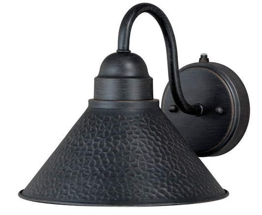 Outland 10" Outdoor Wall Light In Outer Aged Iron With Inner Light Gold