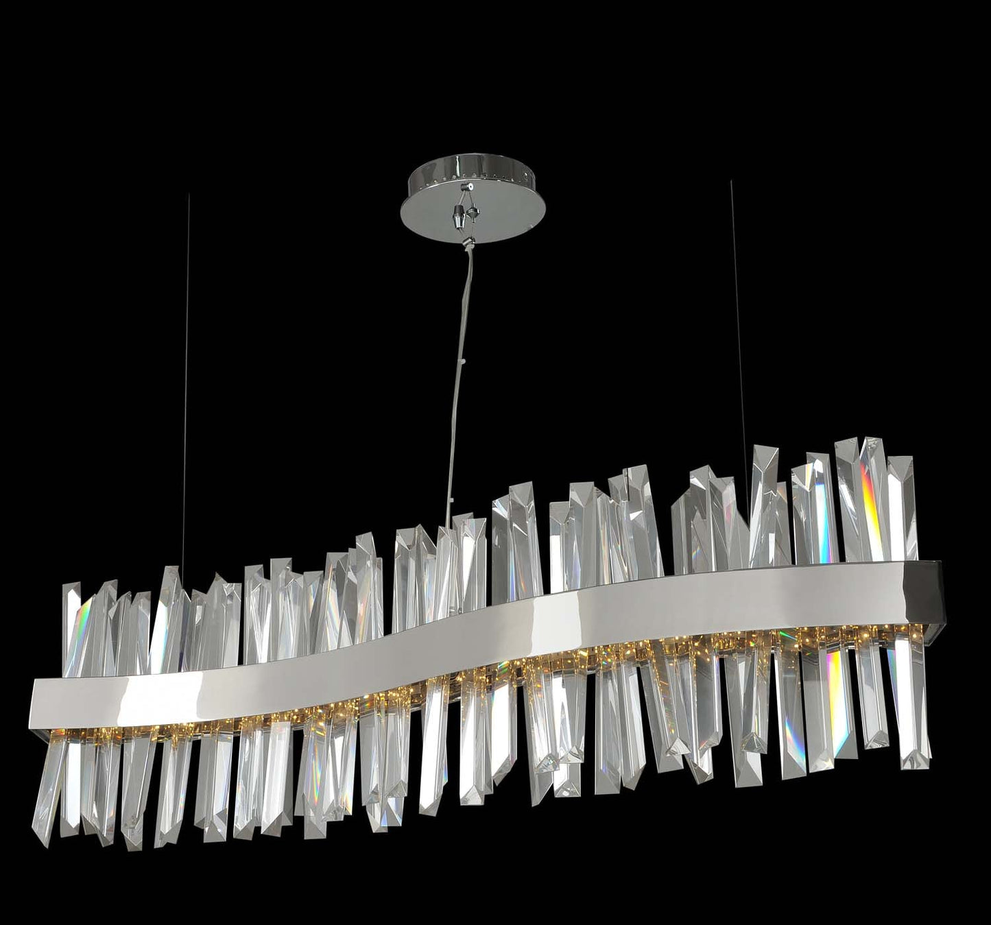  Contemporary Glacier 42" LED Wave Island In Chrome