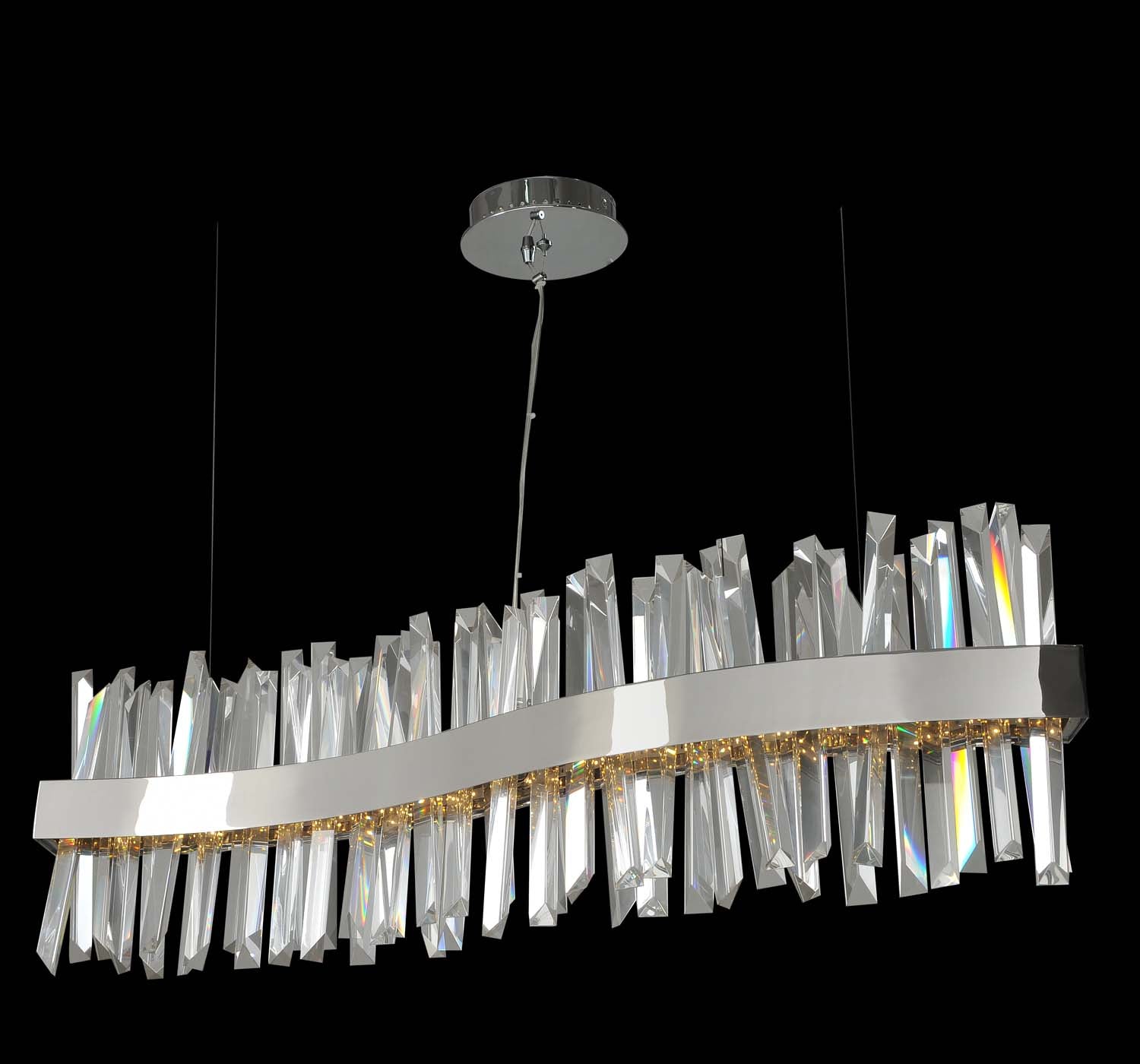  Contemporary Glacier 42" LED Wave Island In Chrome