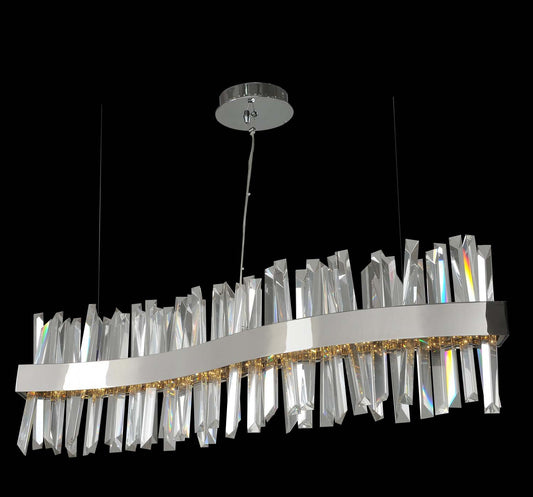  Contemporary Glacier 42" LED Wave Island In Chrome