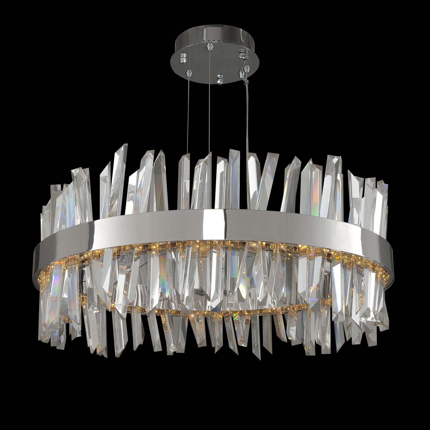  Contemporary Glacier 32" Round LED Pendant In Chrome