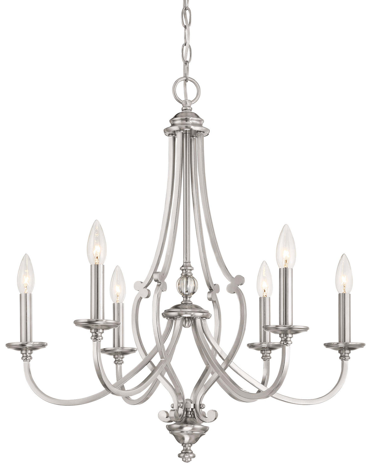  Savannah Row 6-Light Chandelier In Brushed Nickel & Clear Glass