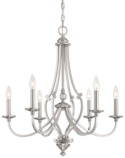  Savannah Row 6-Light Chandelier In Brushed Nickel & Clear Glass