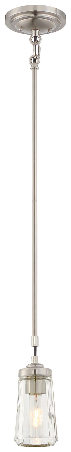  Poleis 1-Light Mini-Pendant In Brushed Nickel & Clear Glass
