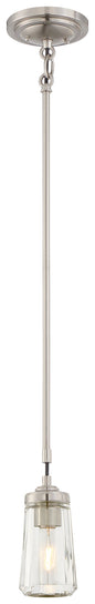  Poleis 1-Light Mini-Pendant In Brushed Nickel & Clear Glass