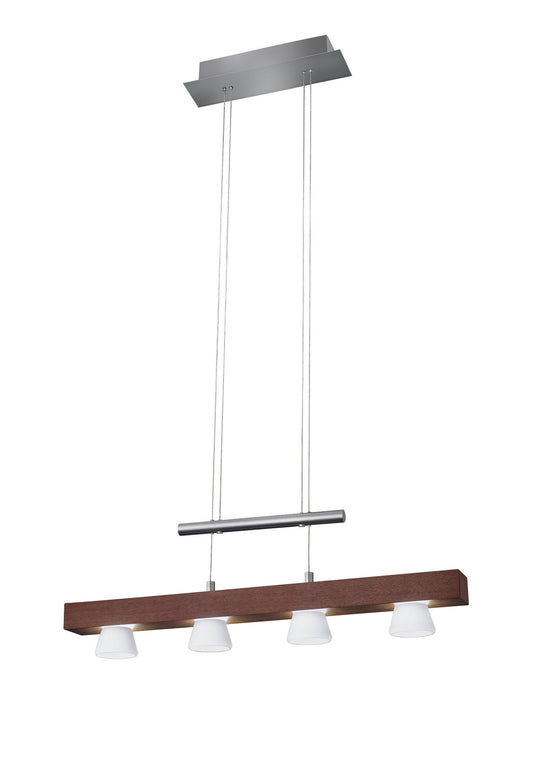  Burlington LED Light Pendant In Walnut Wood & Brushed Steel