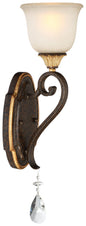  Chateau Nobles 1-Light Bath Sconce In Raven Bronze With Sunburst Gold With Driftwood Glass