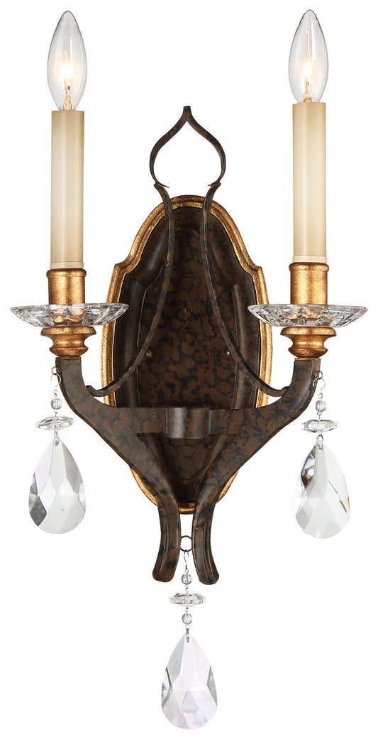  Chateau Nobles 2-Light Wall Sconce In Raven Bronze With Sunburst Gold H