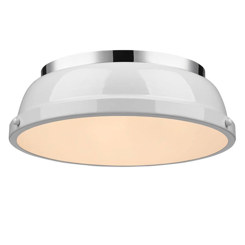 Golden Lighting Duncan Flush Mount In Chrome With White Shade