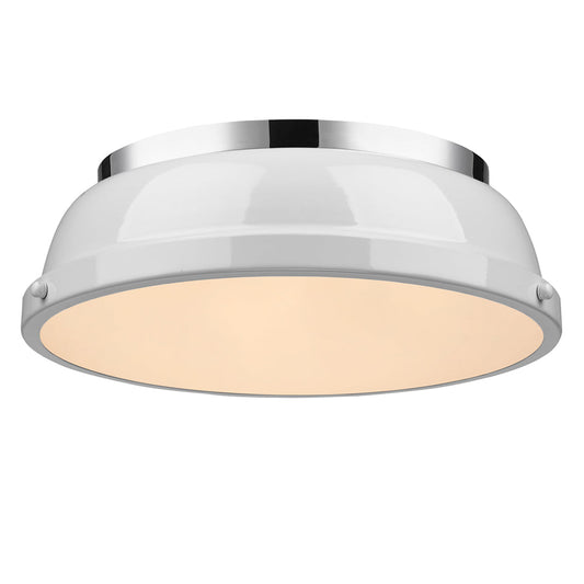 Golden Lighting Duncan Flush Mount In Chrome With White Shade