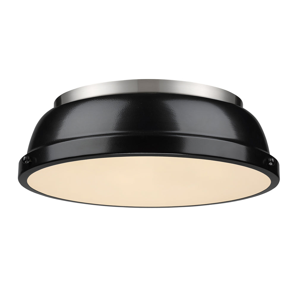 Golden Lighting Duncan Flush Mount In Pewter With Black Shade