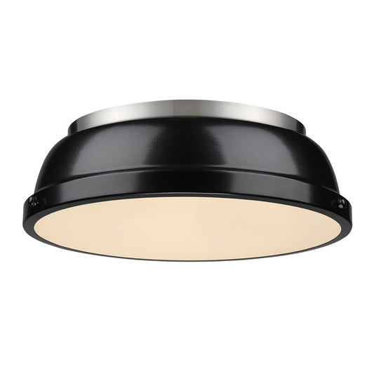 Golden Lighting Duncan Flush Mount In Pewter With Black Shade