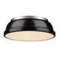 Golden Lighting Duncan Flush Mount In Pewter With Black Shade