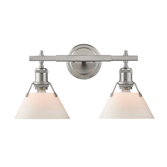 Golden Lighting Orwell 2-Light Bath Vanity In Pewter With Opal Glass Shades