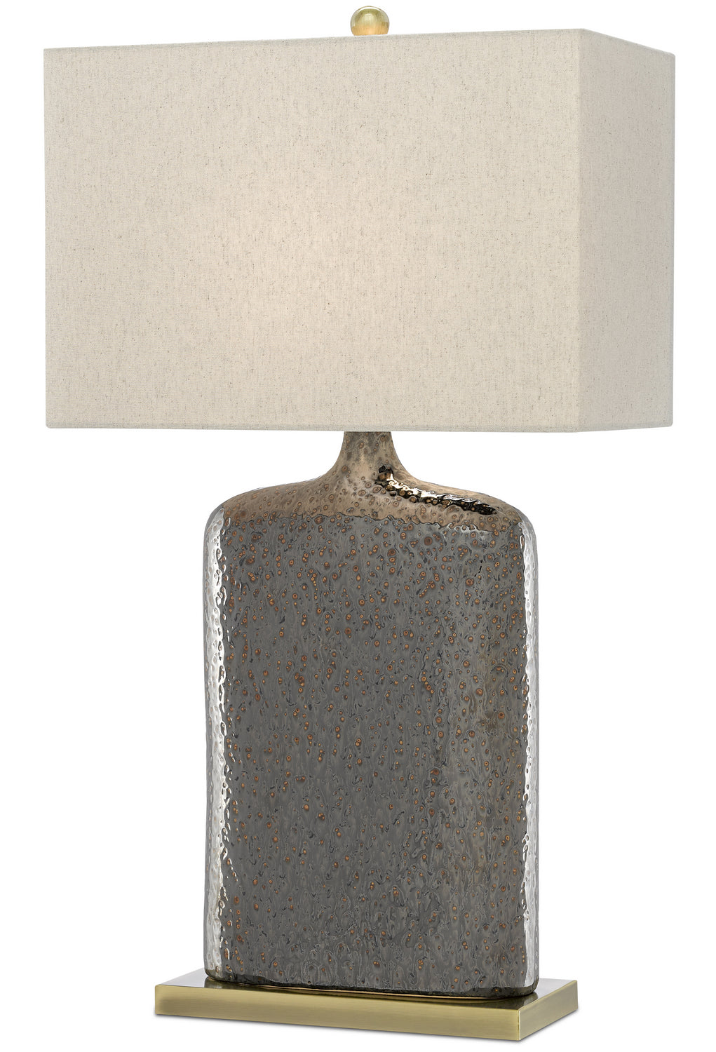  Musing 1-Light Table Lamp In Rustic Metallic Bronze With Khaki Linen Shade