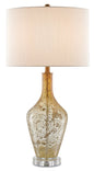  Habib 1-Light Table Lamp In Champagne Speckle With Eggshell Shantung Shade