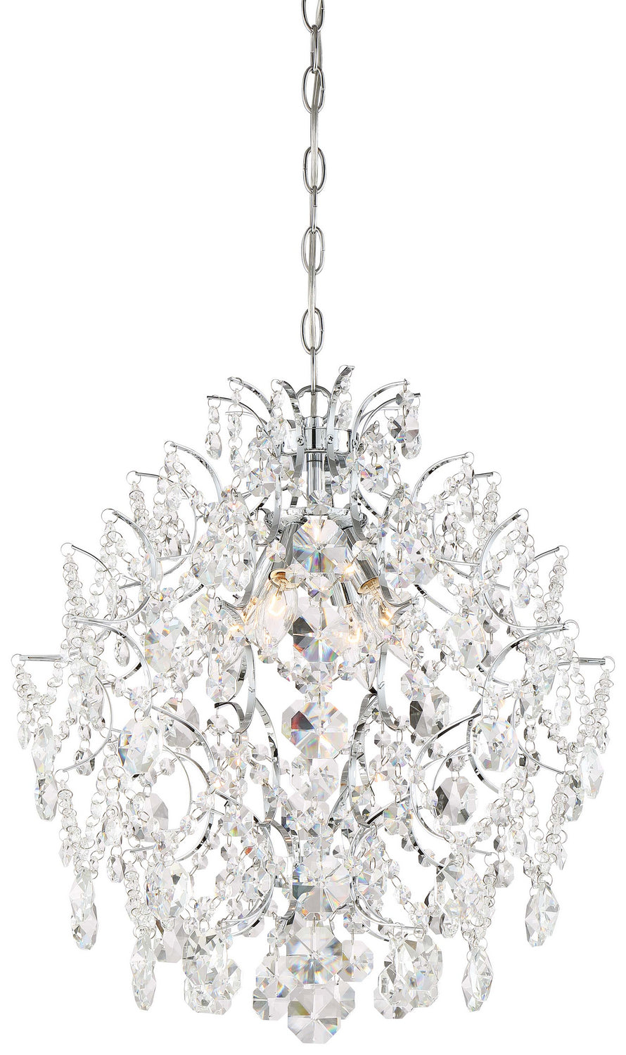  Isabella's Crown 4-Light Chandelier In Chrome & Clear Crystal Strings M Accents