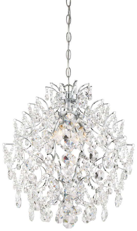  Isabella's Crown 4-Light Chandelier In Chrome & Clear Crystal Strings M Accents