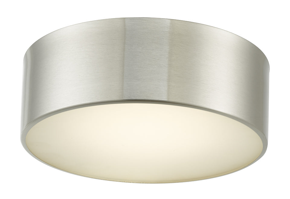  Bongo 10" Metal Cylinder And Frosted Glass Flush-Mount In Brushed Nickel