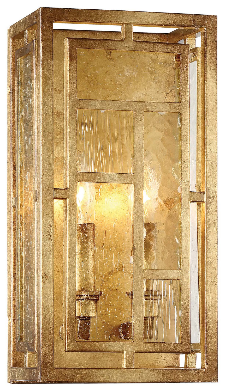  Edgemont Park 2-Light Wall Sconce In Pandora Gold Leaf With Textured Glass