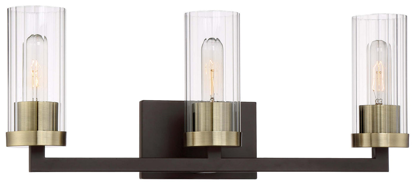  Ainsley Court 3-Light Bath Vanity In Aged Kinston Bronze With Brushed & Clear Glass
