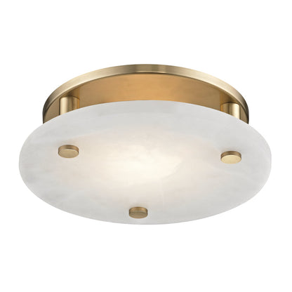  Croton Medium LED Flush Mount In Aged Brass