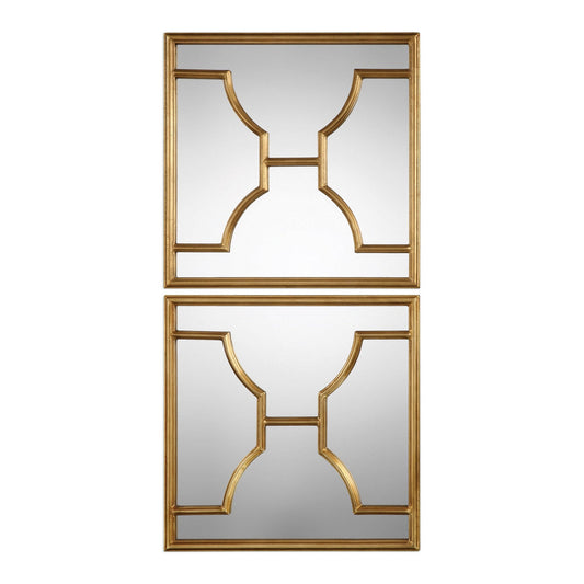  Uttermost's Misa Gold Square Mirrors S/2 Designed By Jim Parsons