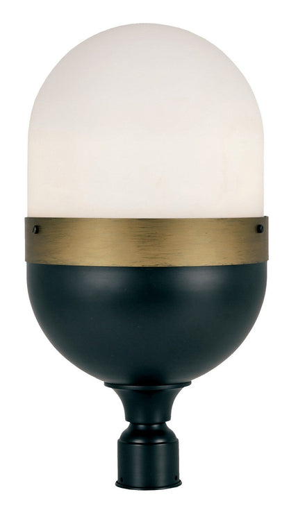 Capsule 3-Light Outdoor Lantern Post In Matte Black / Textured Gold