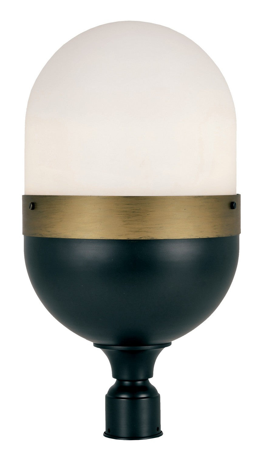  Capsule 3-Light Outdoor Lantern Post In Matte Black / Textured Gold