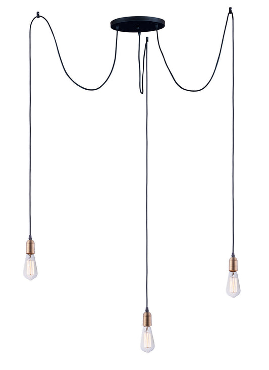 Maxim Early Electric 3-Light Pendant In Black / Antique Brass