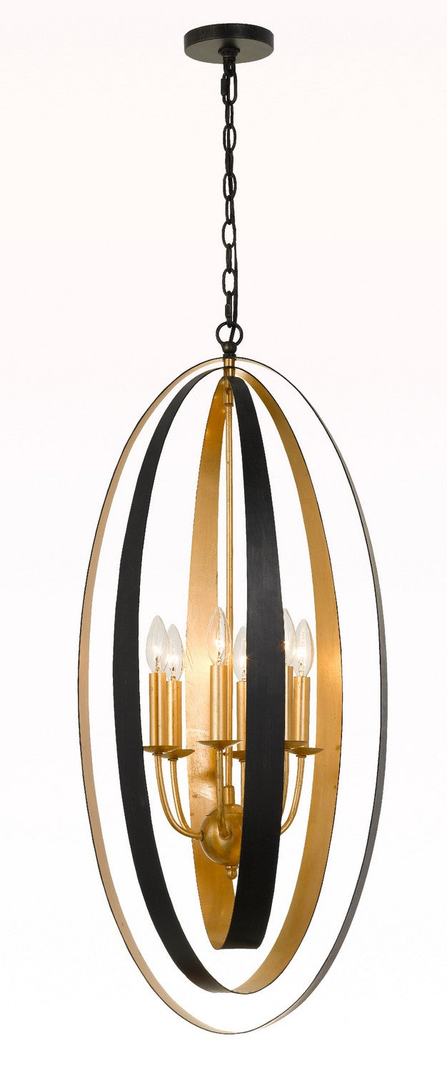  Luna 6-Light Pendant In English Bronze & Antique Gold