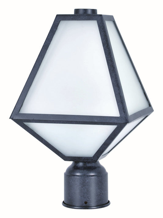  Glacier 1-Light Outdoor Lantern Post In Black Charcoal With White Opal Panels Glass