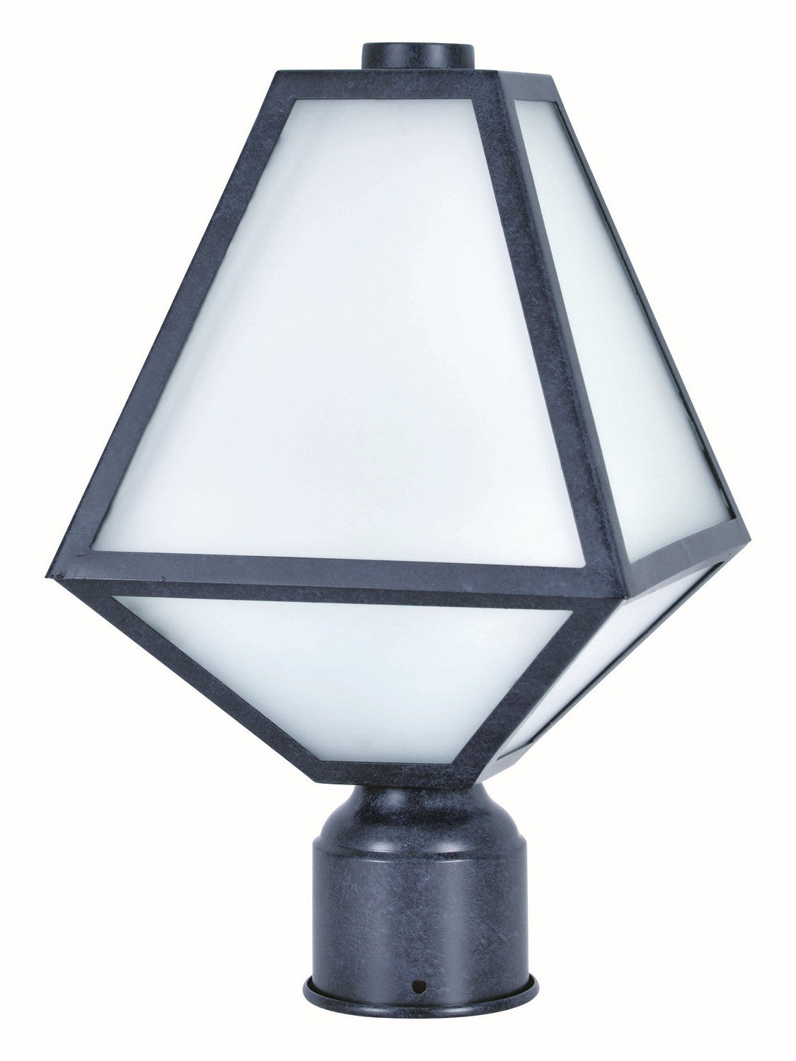  Glacier 1-Light Outdoor Lantern Post In Black Charcoal With White Opal Panels Glass
