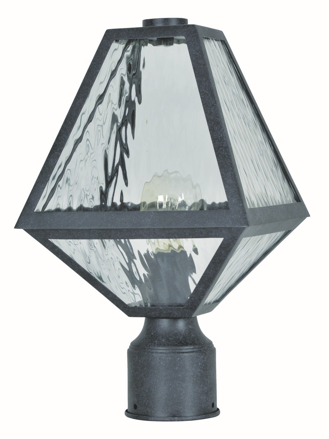  Glacier 1-Light Outdoor Lantern Post In Black Charcoal With Water Panelss Glass